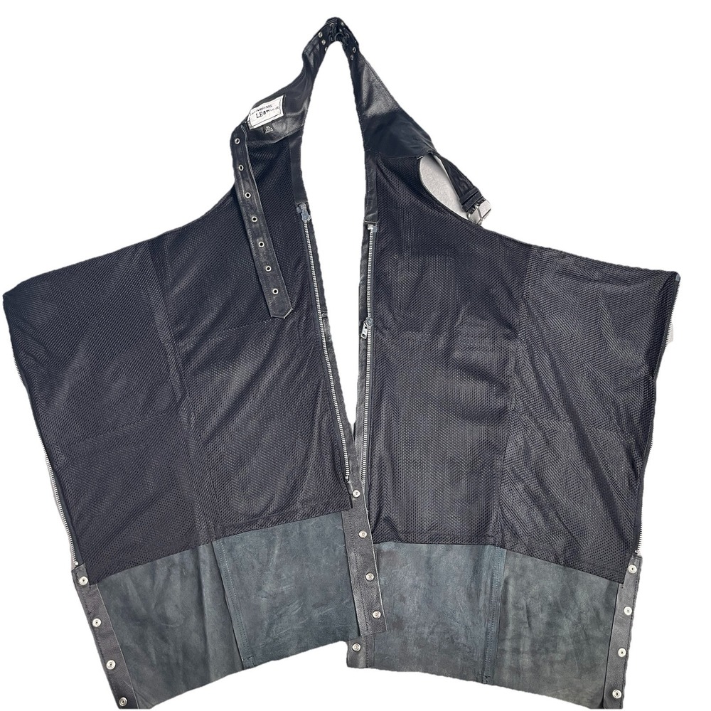 Men's Black‎ Genuine Leather Motorcycle Chaps - Size XL